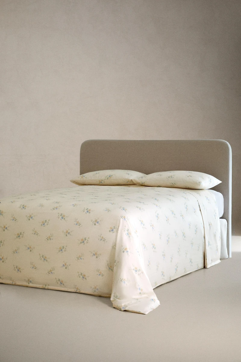 SATEEN DUVET COVER WITH FLORAL BOUQUETS