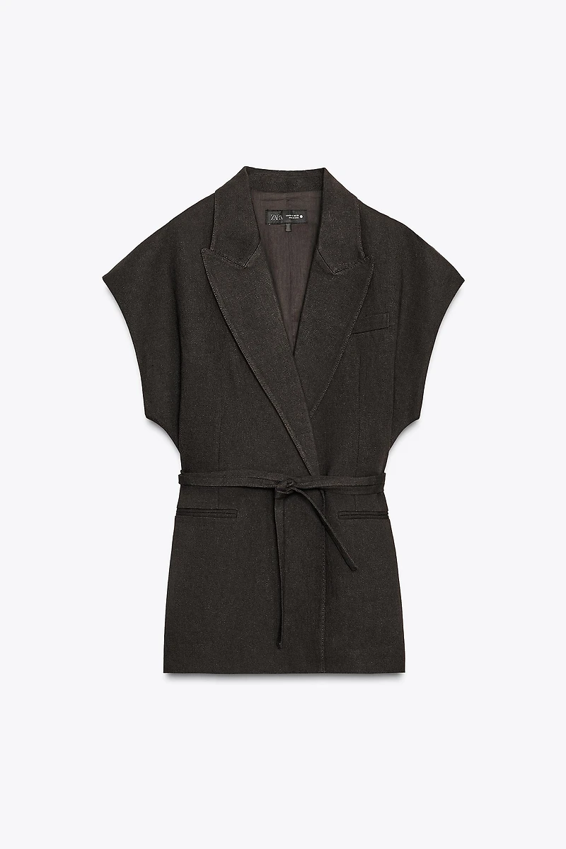 ZW COLLECTION DOUBLE BREASTED LINEN VEST