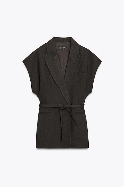 ZW COLLECTION DOUBLE BREASTED LINEN VEST
