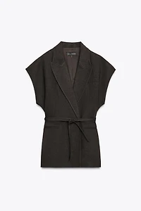 ZW COLLECTION DOUBLE BREASTED LINEN VEST