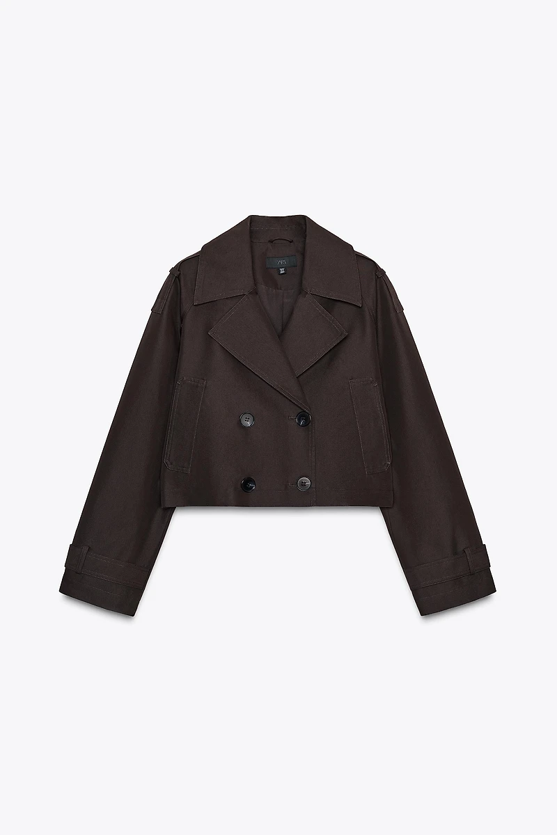 DOUBLE BREASTED SHORT TRENCH COAT