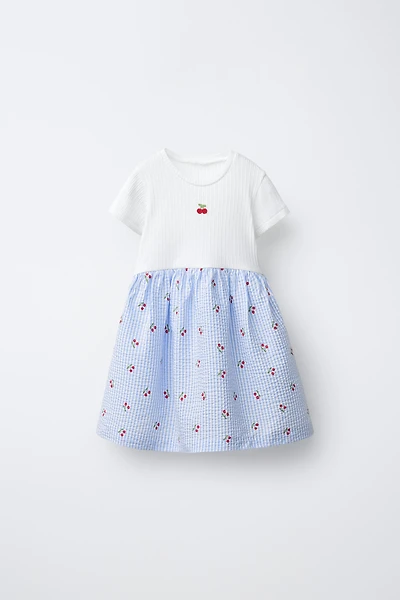 COMBINED PRINTED SEERSUCKER DRESS