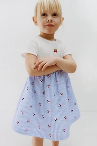 COMBINED PRINTED SEERSUCKER DRESS