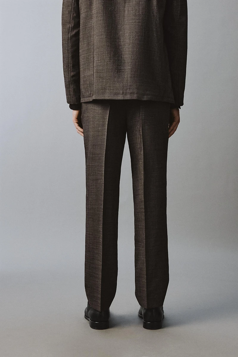PANTALON PLIS COSTUME STRUCTURÉ 100% LAINE
