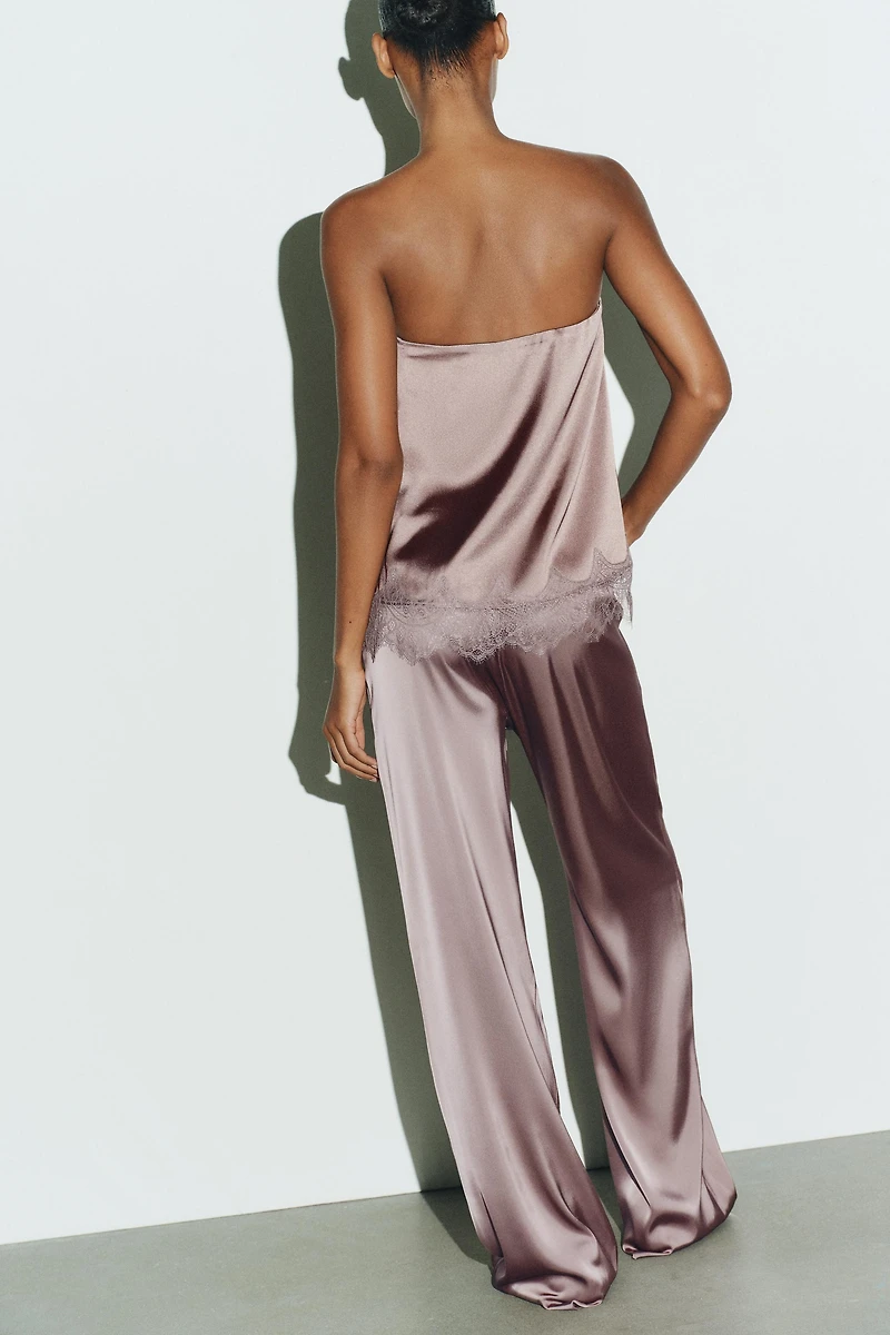 HIGH-WAISTED SATIN PANTS