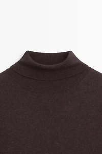 Wool blend knit dress with contrast detail