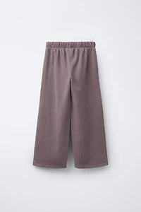 WASHED EFFECT WIDE LEG PANTS