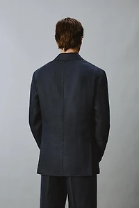 HERRINGBONE 100% LINEN DOUBLE-BREASTED BLAZER