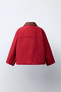 CANVAS JACKET WITH CONTRASTING COLLAR