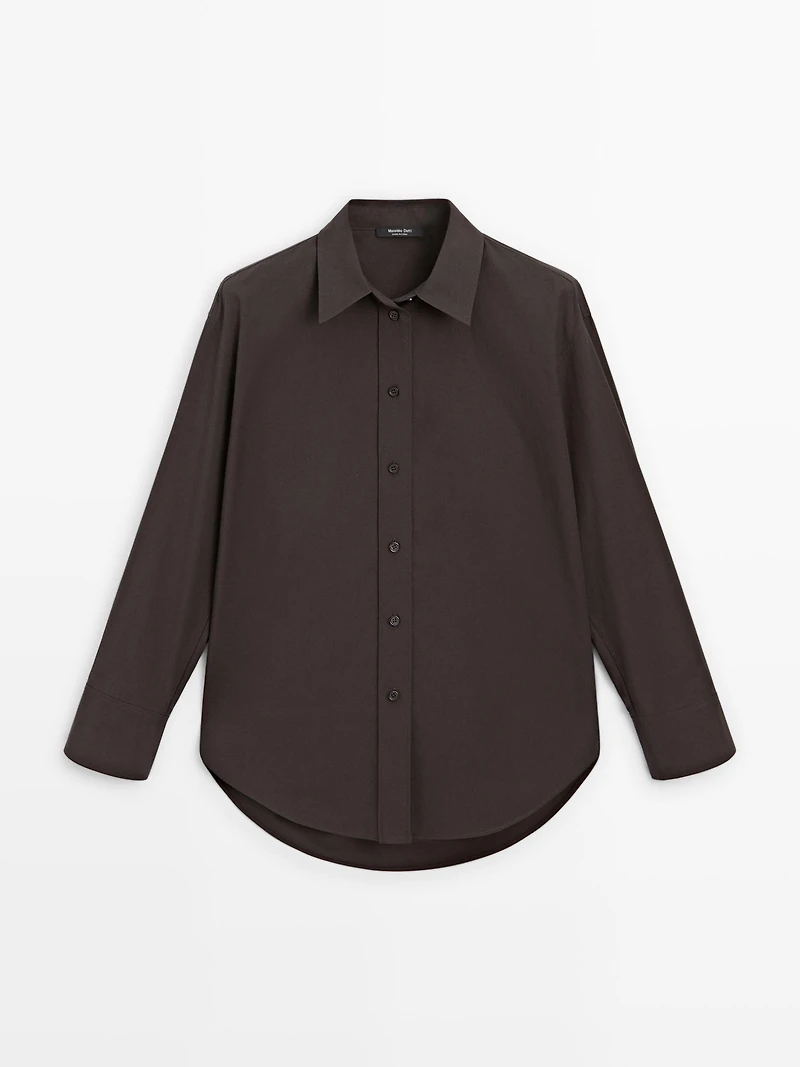 Long 100% cotton poplin shirt