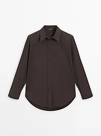 Long 100% cotton poplin shirt