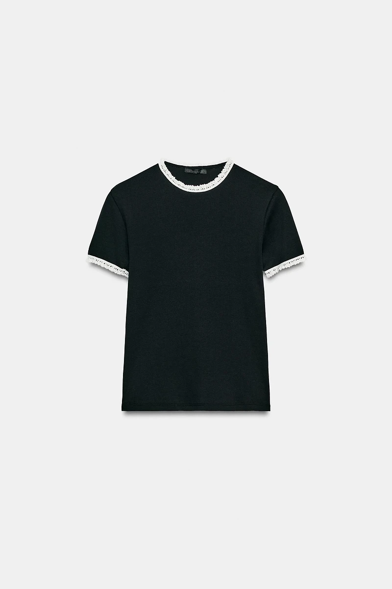 SHORT SLEEVE LACE T-SHIRT
