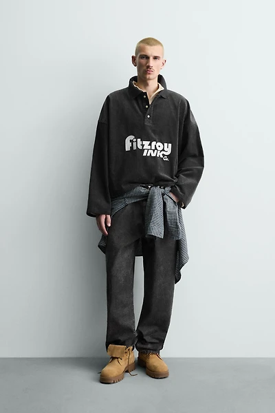 POLO EN VELOURS CÔTELÉ BRODÉ