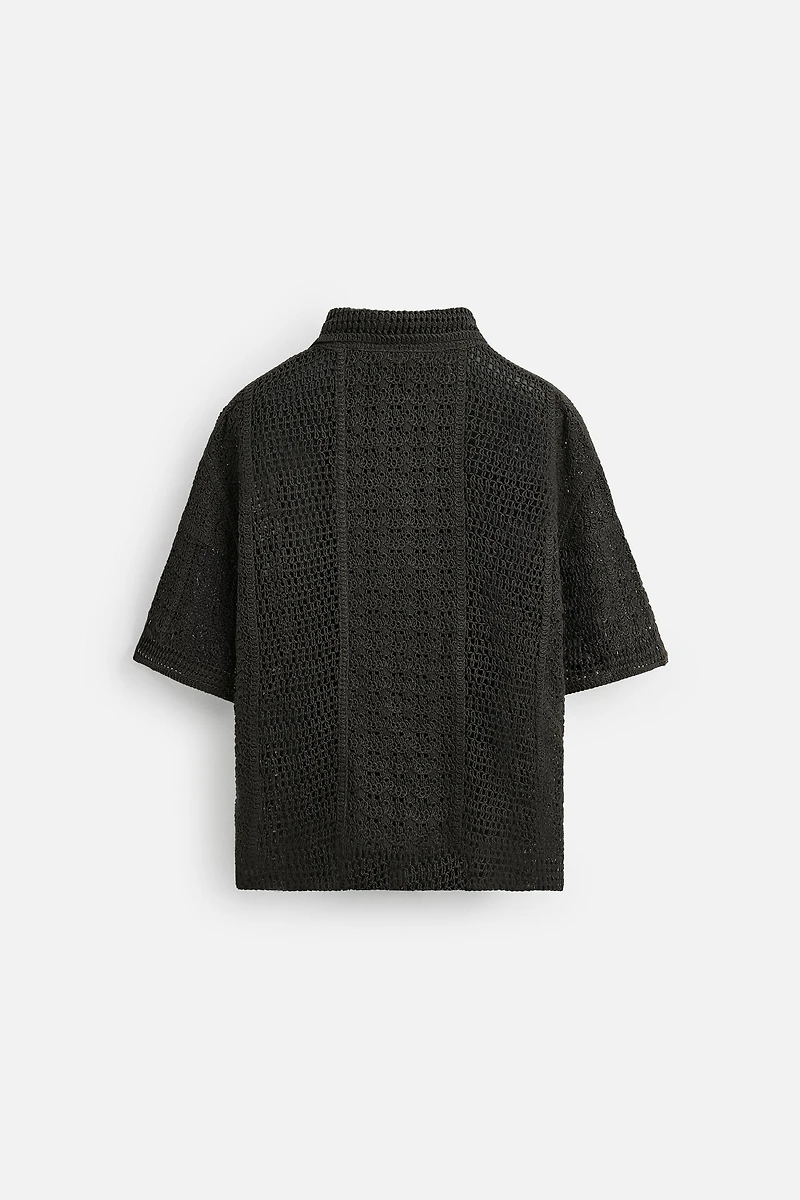 CROCHET TEXTURED POLO SHIRT