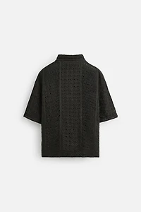 CROCHET TEXTURED POLO SHIRT