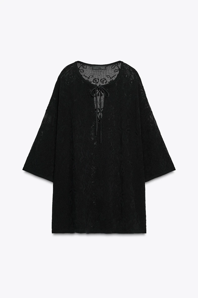 TOP OVERSIZE EN MAILLE TEXTURÉE À FLEURS