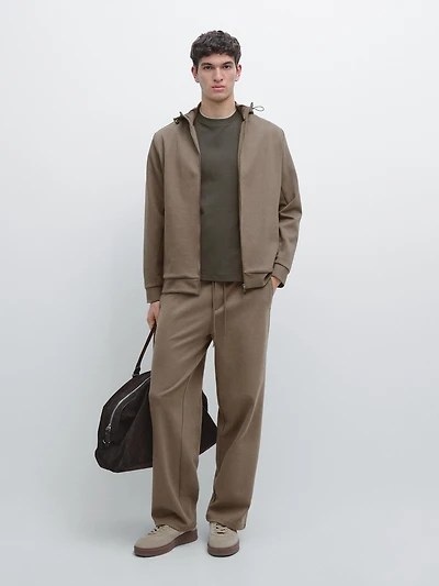 Cotton blend hooded jacket