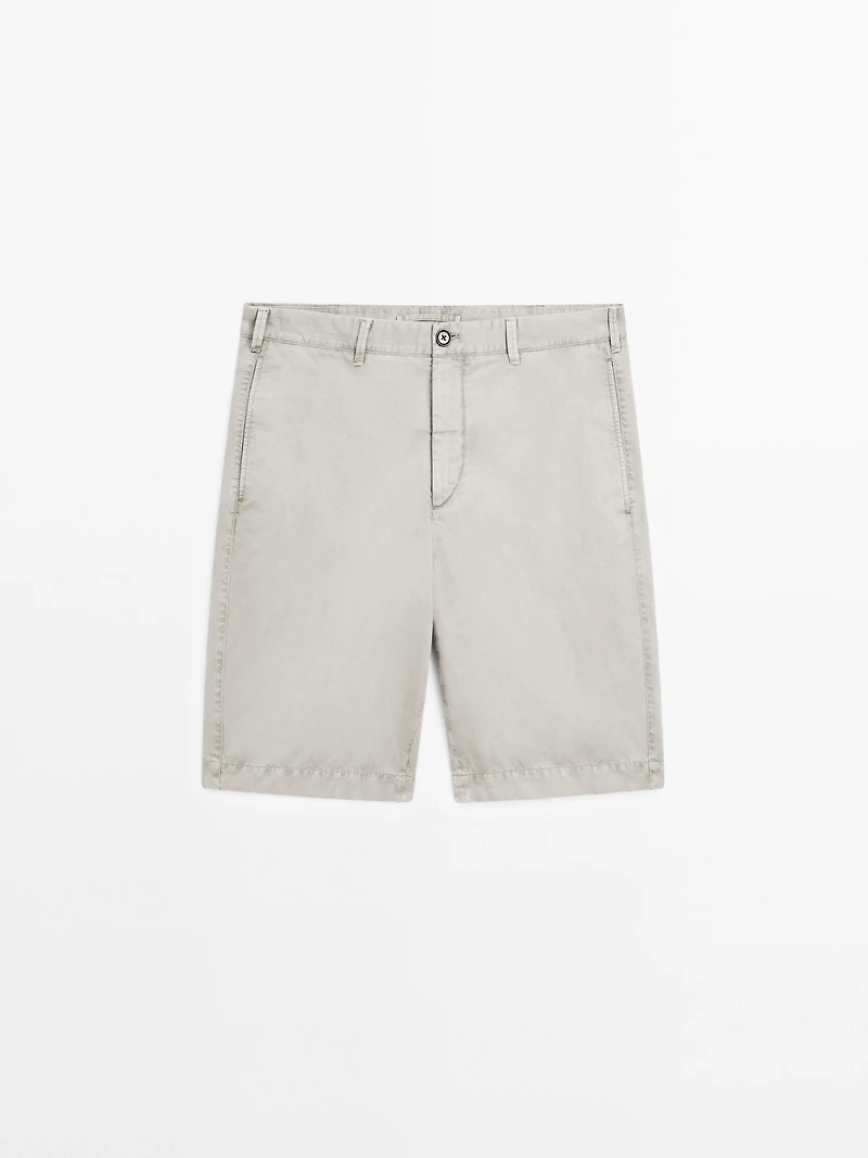 Lightweight linen blend Bermuda shorts