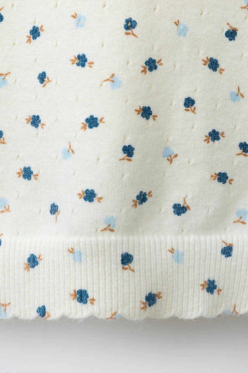 T-SHIRT EN MAILLE À FLEURS