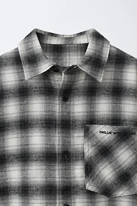 PLAID SHIRT WITH EMBROIDERED TEXT
