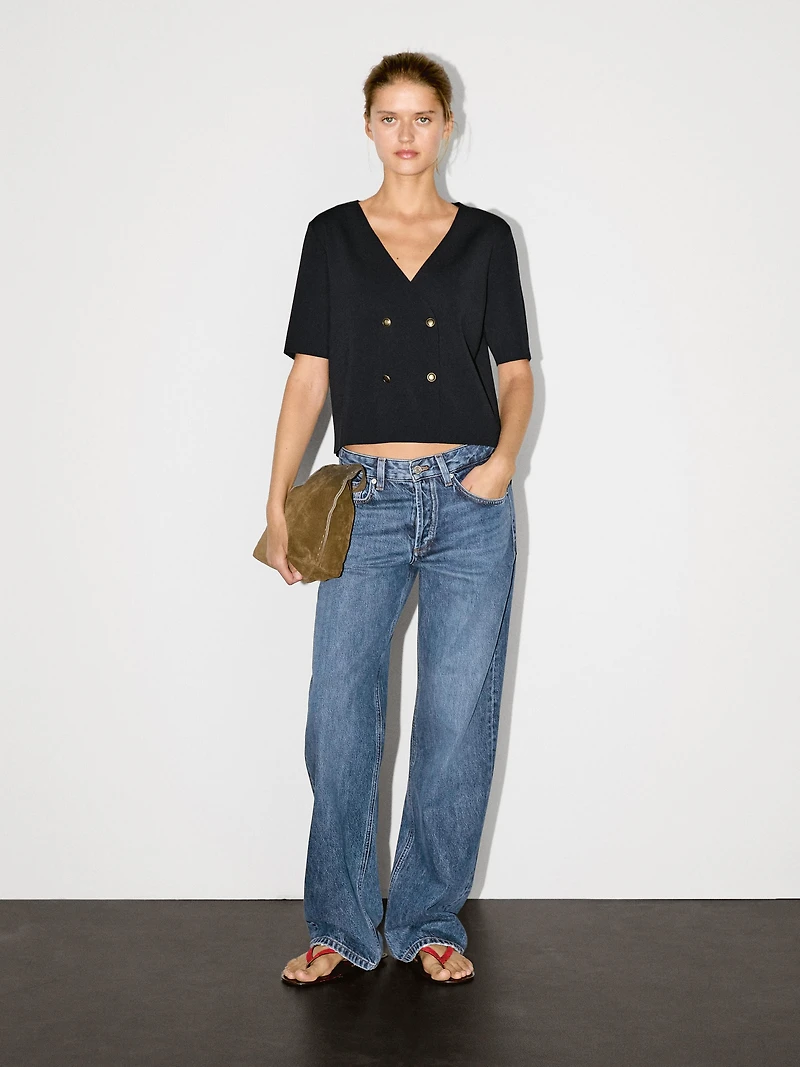 Short sleeve V-neck cardigan