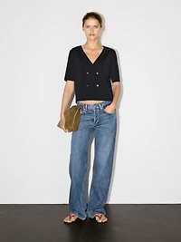 Short sleeve V-neck cardigan