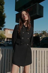MANTEAU COURT CROISÉ AVEC LAINE