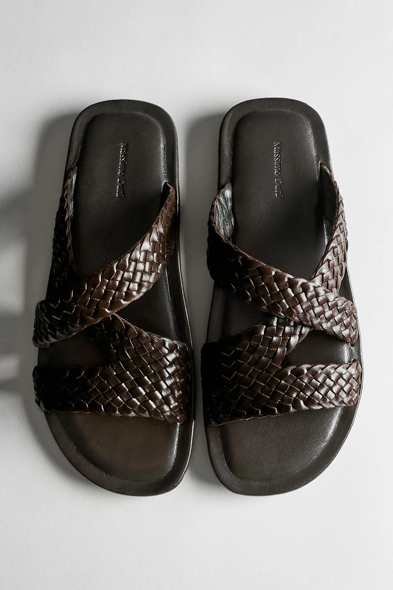 Braided leather sandals