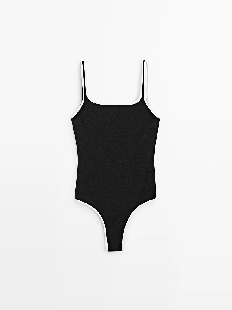 Contrast textured swimsuit