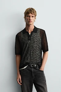 OPEN-KNIT POLO SHIRT