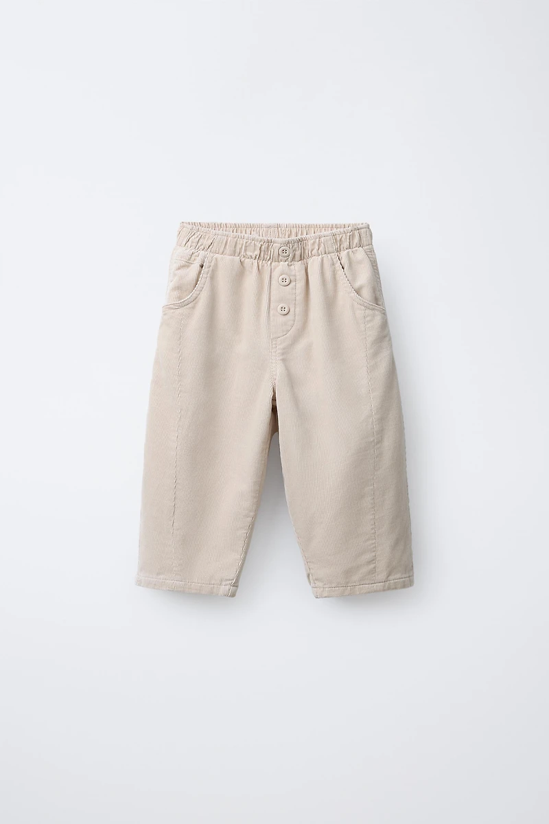 LINED CORDUROY PANTS WITH BUTTONS