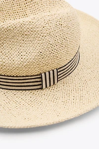 STRIPED BAND WOVEN HAT