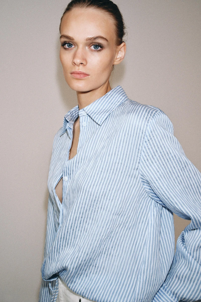 CHEMISE À RAYURES AVEC LIENS ZW COLLECTION