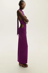 GATHERED HALTER MAXI DRESS