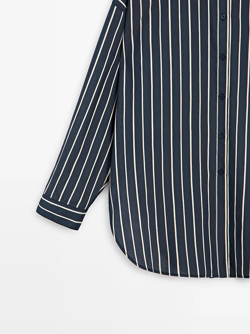 Striped flowing shirt with pocket detail