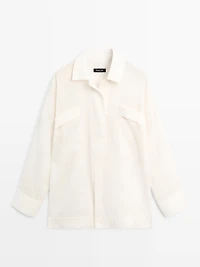 Flowing linen and cotton shirt with opening