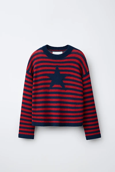 PULL EN MAILLE À RAYURES ÉTOILE