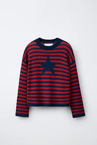 PULL EN MAILLE À RAYURES ÉTOILE