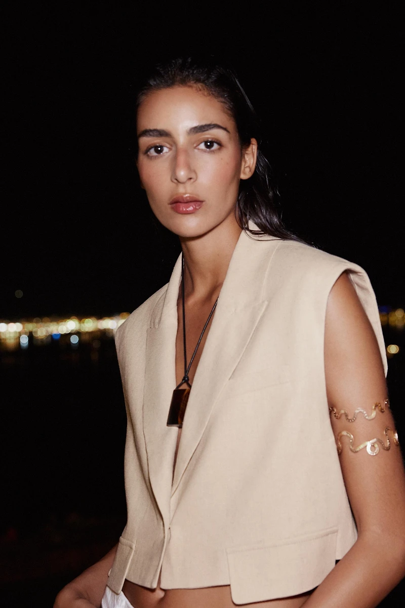 GILET COURT EN LIN