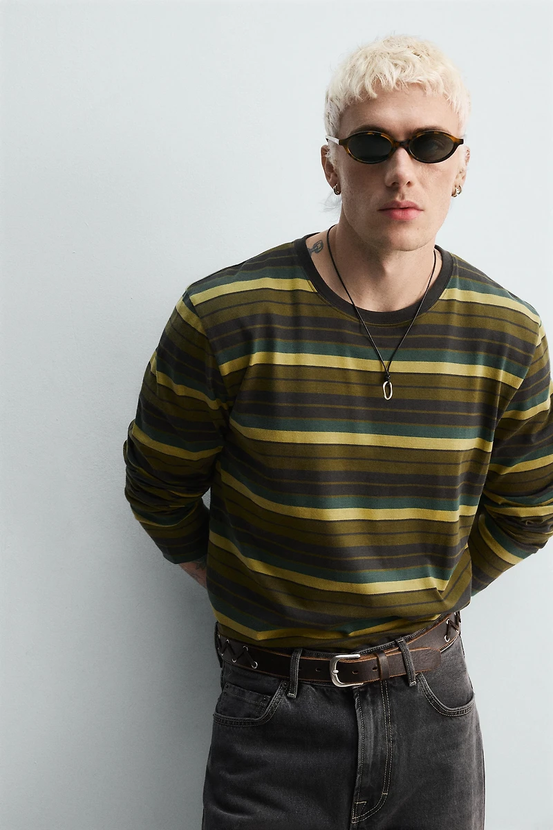 T-SHIRT JACQUARD À RAYURES
