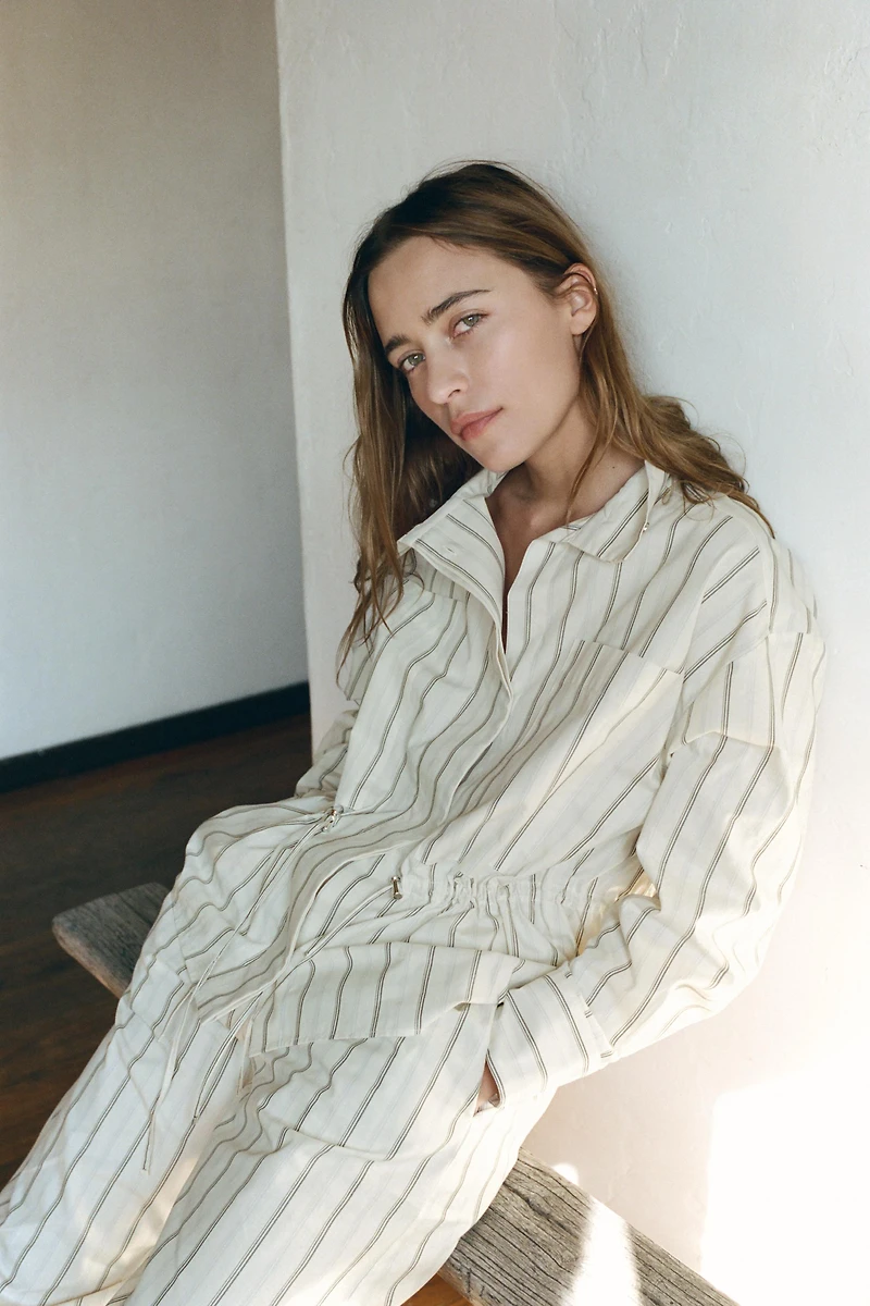 STRIPED PAJAMA SHIRT WITH POCKETS