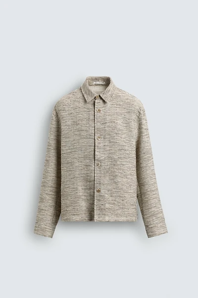 CONTRAST TEXTURED OVERSHIRT