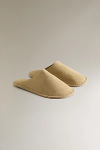 LEATHER SLIPPERS WITH TOPSTITCHING