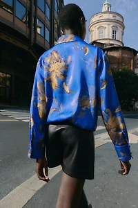FLORAL PRINT SATIN SHIRT