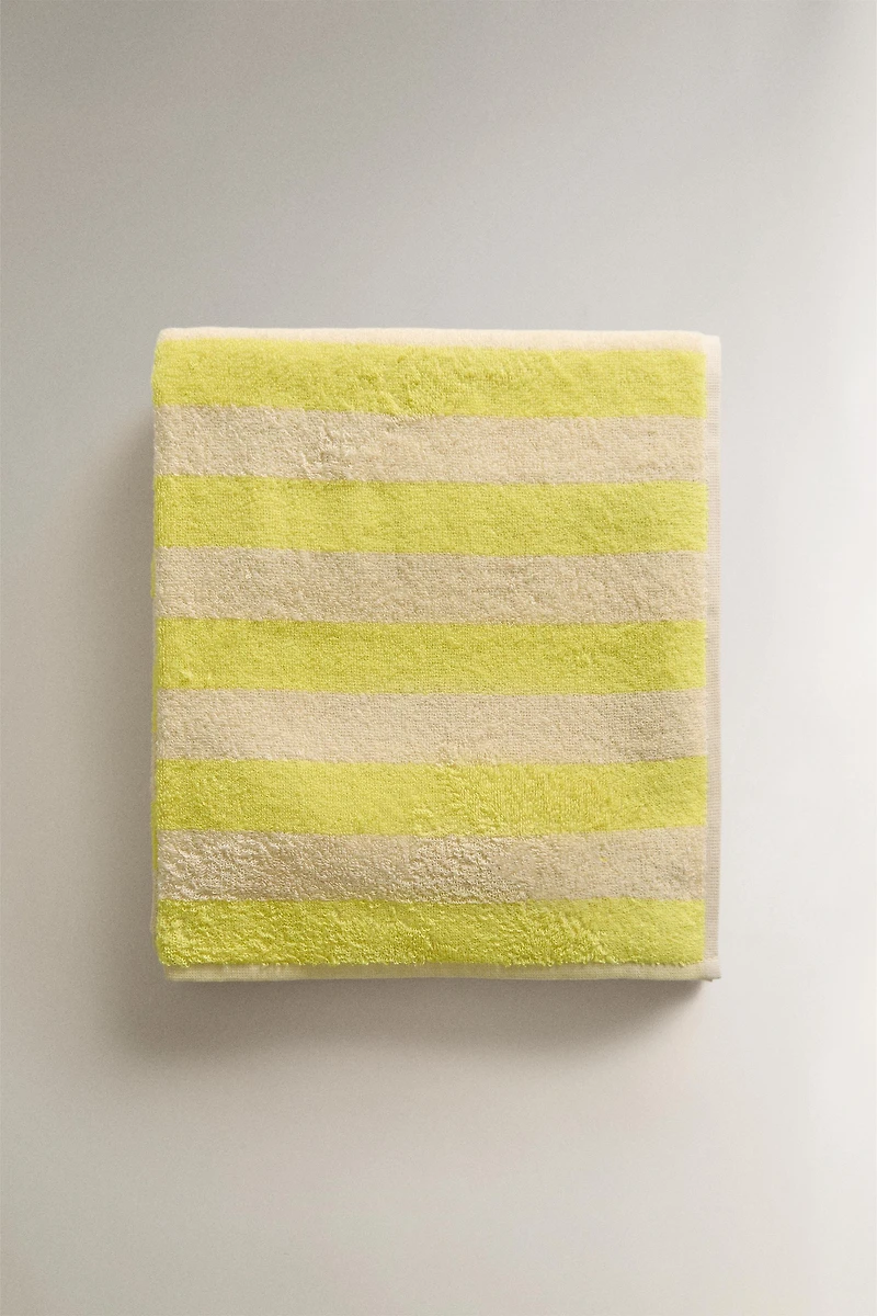 KIDS' STRIPED COTTON BEACH TOWEL
