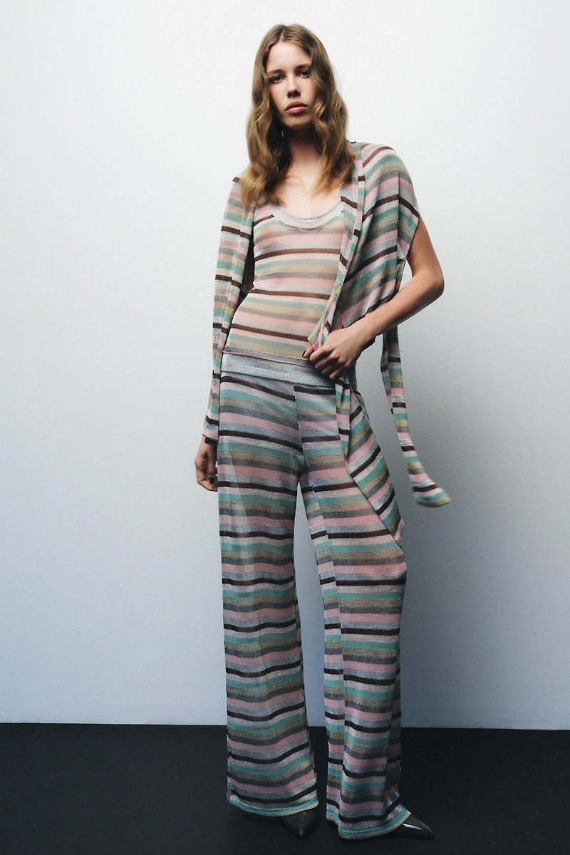 METALLIC THREAD STRIPED PANTS