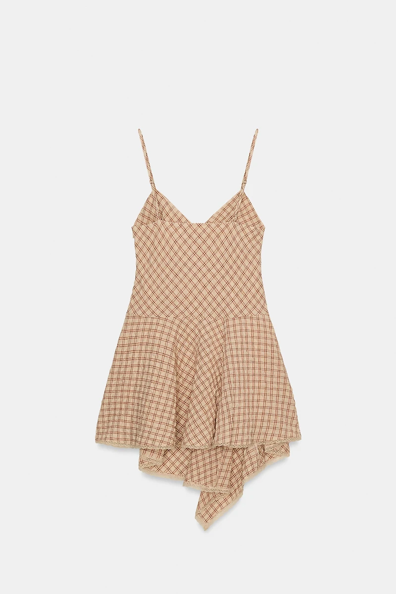 SHORT PLAID LACE DRESS