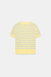 STRIPED SHORT SLEEVE KNIT SWEATER
