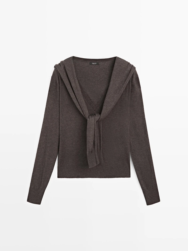 Knit sweater with multiway sleeves