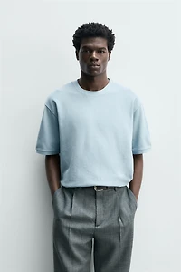 REGULAR FIT PIQUÉ TEXTURED SWEATSHIRT